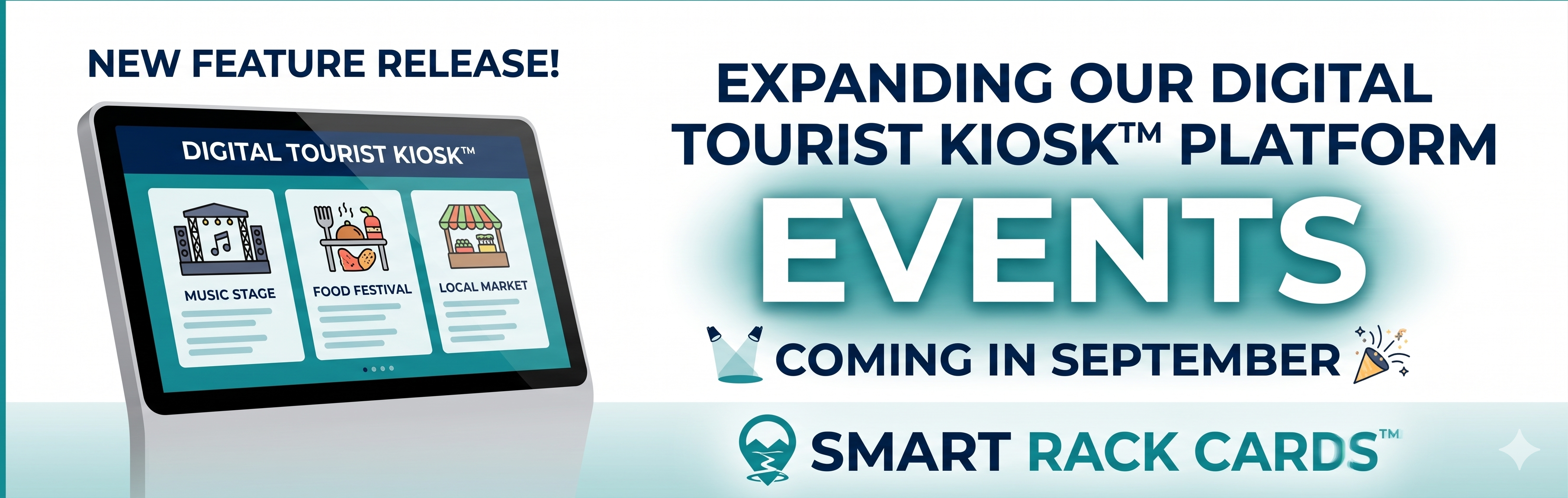 New Feature Release: Events coming in September to the Smart Rack Cards Digital Tourist Kiosk Platform